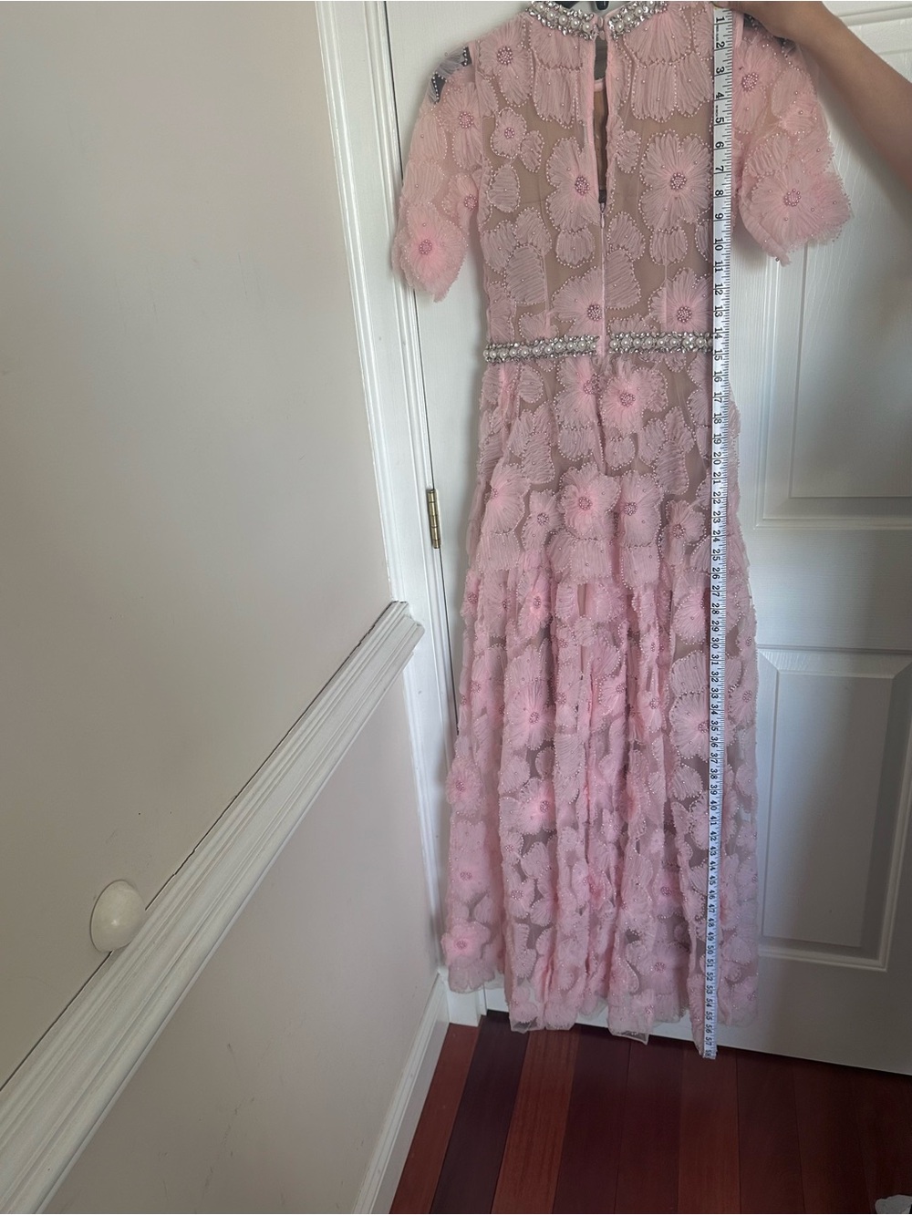 Self Portrait Pink Embellished Tulle Maxi Dress - Picture 12 of 16